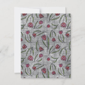 Rustieke Franse Linnen Tulp Patroon: Roze Bloemen Feestdagenkaart