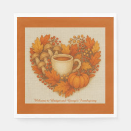 rustieke Friendsgiving cacao mok & Herfstbladeren Servet