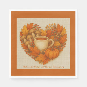 rustieke Friendsgiving cacao mok & Herfstbladeren Servet