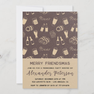 Rustieke Friendsmas uitnodigingen Bierfeest