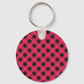 Rustieke geblokte monogram Kerstmis Sleutelhanger (Achterkant)