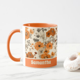 rustieke gebrande Oranje Herfst bloemenpatroon Mok