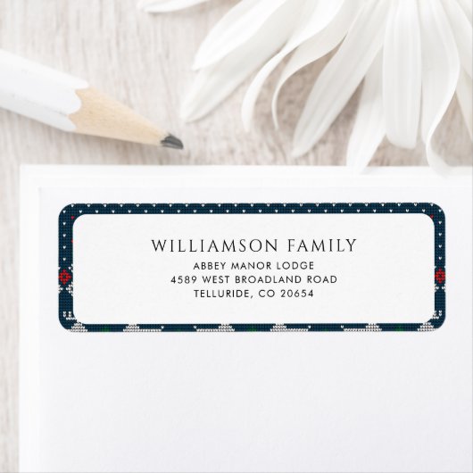 Rustieke gebreide stijl kerst terug adres etiket (Insitu)