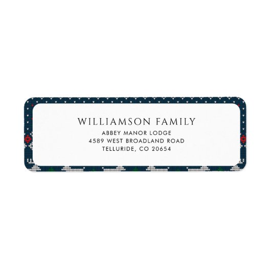 Rustieke gebreide stijl kerst terug adres etiket (Voorkant)