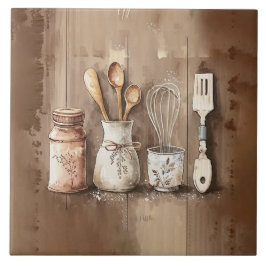 Rustieke gebruiksvoorwerpen Waterverven Faux Wood  Tegeltje