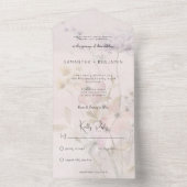 Rustieke gedempte wilde bloemen op Blush Pink Geen All In One Uitnodiging (Binnen)