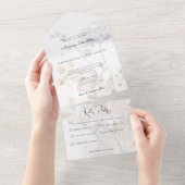 Rustieke gedempte wilde bloemen op wit diner all in one uitnodiging (Afscheurbaar)