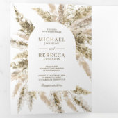 Rustieke gedroogde Boho Pampas Grass Arch Foto Bru Drieluik Uitnodiging (Binnenzijde eerst)