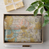  rustieke geel en blauw bloemen decoupage tissuepapier (Geschenk)