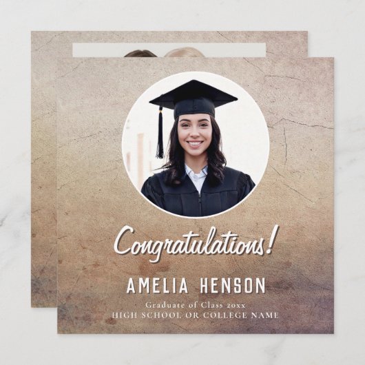 Rustieke Gefeliciteerd Afstuderen 2 Foto Afstudere Kaart (Voorkant / Achterkant)