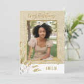 Rustieke Gefeliciteerd Gold Foliage Afstuderen Fot Kaart (Staand voorkant)