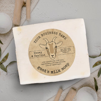 Rustieke geitenmelk zeep productlabel bruin papier ronde sticker