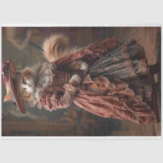  rustieke geklede kat decoupage tissuepapier (Voorkant)