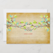 rustieke geknoopte liefdesboom lente bruiloft kaart (Achterkant)