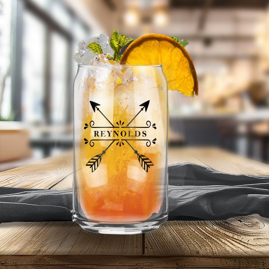 Rustieke gekruiste pijlen met naam ID615 Blikvorm Glas