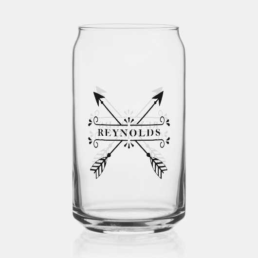 Rustieke gekruiste pijlen met naam ID615 Blikvorm Glas (Voorkant)