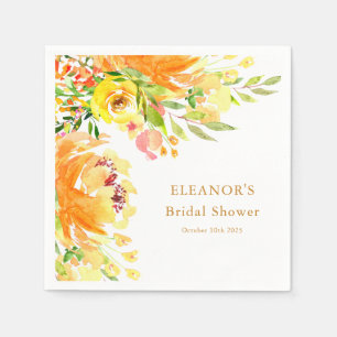 Rustieke Gele Bloemen Watercolor Bruidsdouche Servet