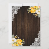 Rustieke gele perzik witte bloemenbruiloft kaart (Achterkant)