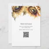 Rustieke Gele Zonnebloem Bruiloft QR-code Details Kaart (Achterkant)