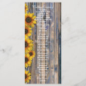 Rustieke gele zonnebloem kerk huwelijksprogramma programma (Achterkant)