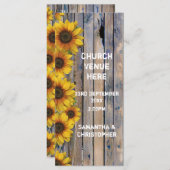 Rustieke gele zonnebloem kerk huwelijksprogramma programma (Voorkant / Achterkant)