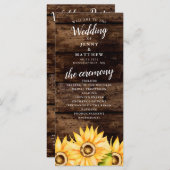 Rustieke Gele Zonnebloem Thema Bruiloft Programma (Voorkant / Achterkant)