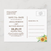Rustieke Gele Zonnebloemen Bruiloft Save the Date Aankondigingskaart (Achterkant)