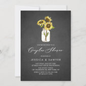 Rustieke Gele Zonnebloemen Mason Jar Couples Douch Kaart (Voorkant)