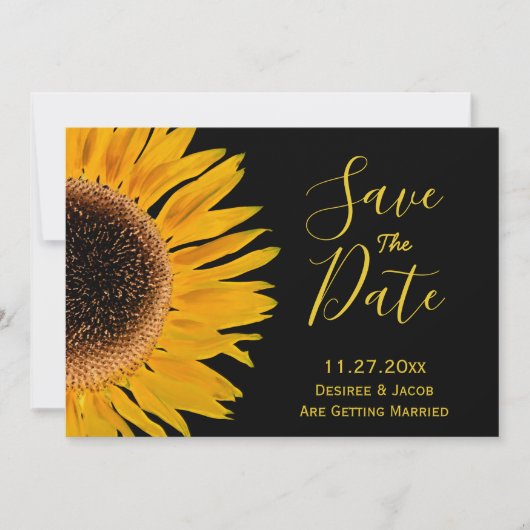 Rustieke Gele Zwarte Zonnebloem Save The Date (Voorkant)
