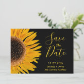Rustieke Gele Zwarte Zonnebloem Save The Date (Staand voorkant)