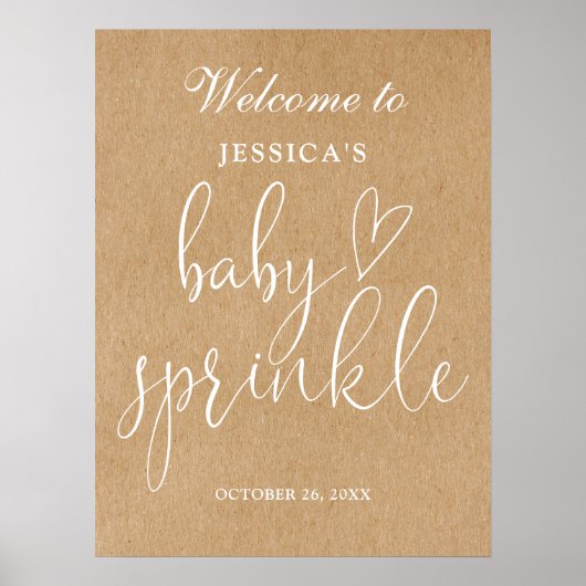 Rustieke genderneutrale Baby Sprinkle welkomstbord Poster (Voorkant)