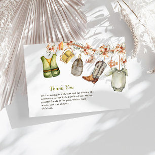 Rustieke genderneutrale haspel Gevist Baby shower Bedankkaart