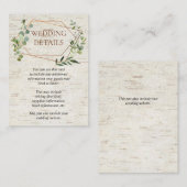 Rustieke geometrische eucalyptus berk bruiloft det informatiekaartje (Voorkant / Achterkant)