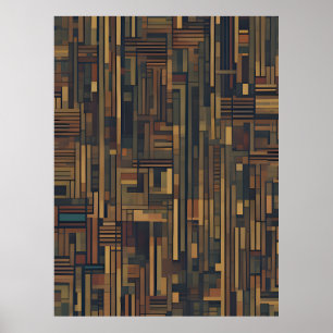 Rustieke geometrische harmonie - houten abstract o poster