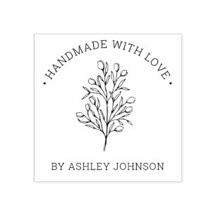 Rustieke gepersonaliseerde handgemaakte met liefde 	rubberstempel