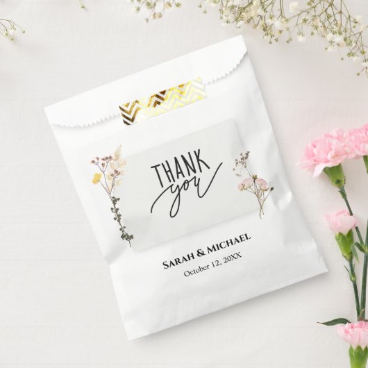 Rustieke geperste bloem Dank u bruiloft Bedankzakje (Gezegeld)