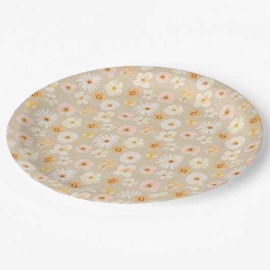 Rustieke geperste bloemen papieren bordje (Gekanteld)