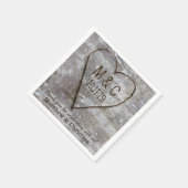 Rustieke gesneden berk hart boom bruiloft Initiale Servetten (Hoek)