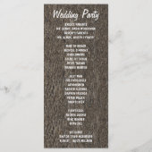 Rustieke gesneden eiken boom land bruiloft program programma (Achterkant)