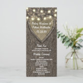 Rustieke gesneden eiken boom land bruiloft program programma (Staand voorkant)