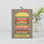 Rustieke Gestapelde Hamburger Verloving Feest BBQ Kaart (Staand voorkant)