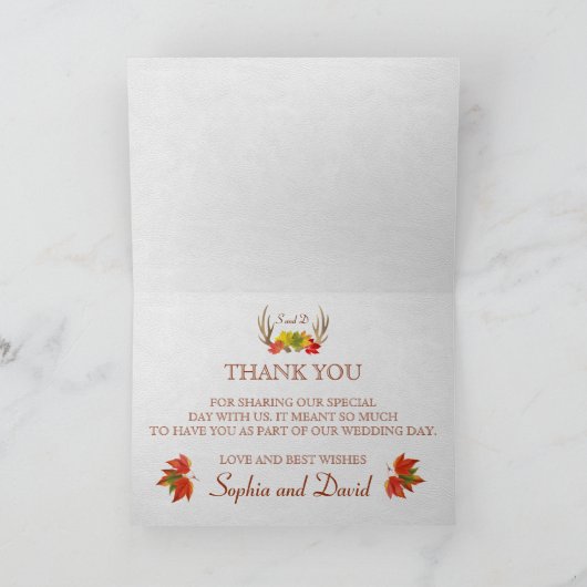 Rustieke Geweien Herfst Bladeren Boho Trouw THANK  Bedankkaart (Binnen)