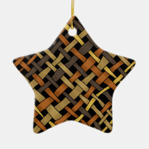 Rustieke Geweven Grafische Burlap Natuurlijke Kleu Keramisch Ornament