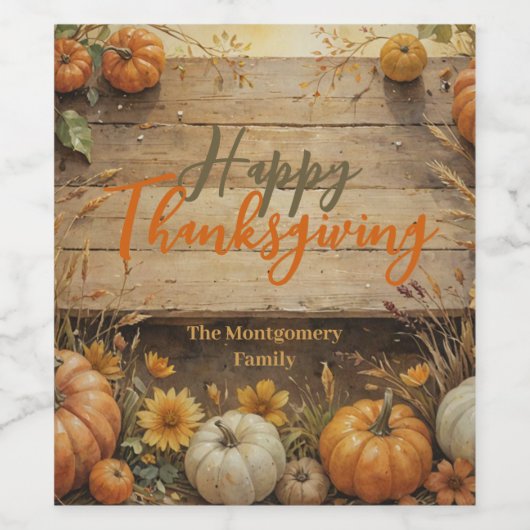 Rustieke Gezellige Herfst Boerderij Stijl Thanksgi Wijn Etiket (Enkel label)