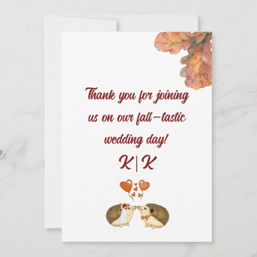 Rustieke & Gezellige Herfst bruiloft Flat Dank u C Bedankkaart (Achterkant)
