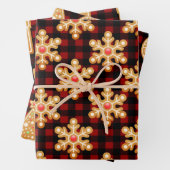 Rustieke Gingerbread Cookies & Buffalo Check Plaid Inpakpapier Vel (In situ)