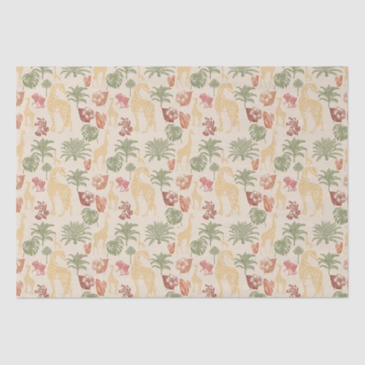 Rustieke Giraffe Floral Tissuepapier (Voorkant)