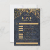 Rustieke Glam Navy Blauwe Gouden Huwelijksmenu RSV RSVP Kaartje (Voorkant)