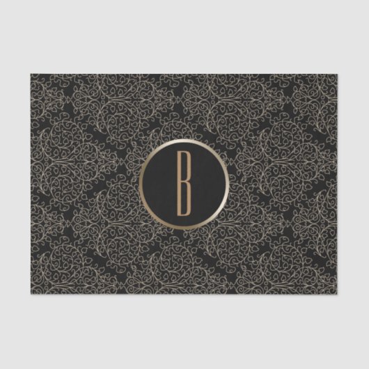 Rustieke Glamour Burlap Royal Damask Chic Monogram Tissuepapier (Voorkant)