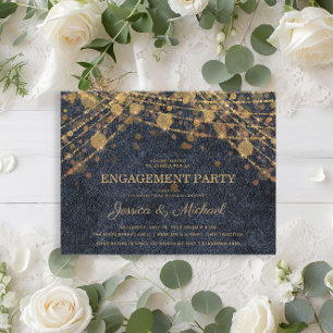 Rustieke Glamour Gouden Slingerlichten Verlovingsf Briefkaart